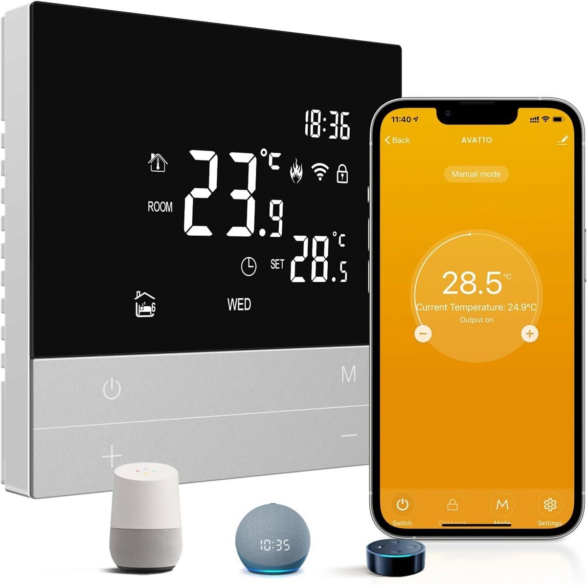 Slimme WiFi Thermostaat voor Vloerverwarming - Programmeerbaar & Voice Control — afbeelding 1