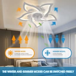 Lila Home Bloem LED Plafondlamp met Ventilator – Dimbaar met Afstandsbediening en App, Modern Woonkamerlicht — thumbnail 5
