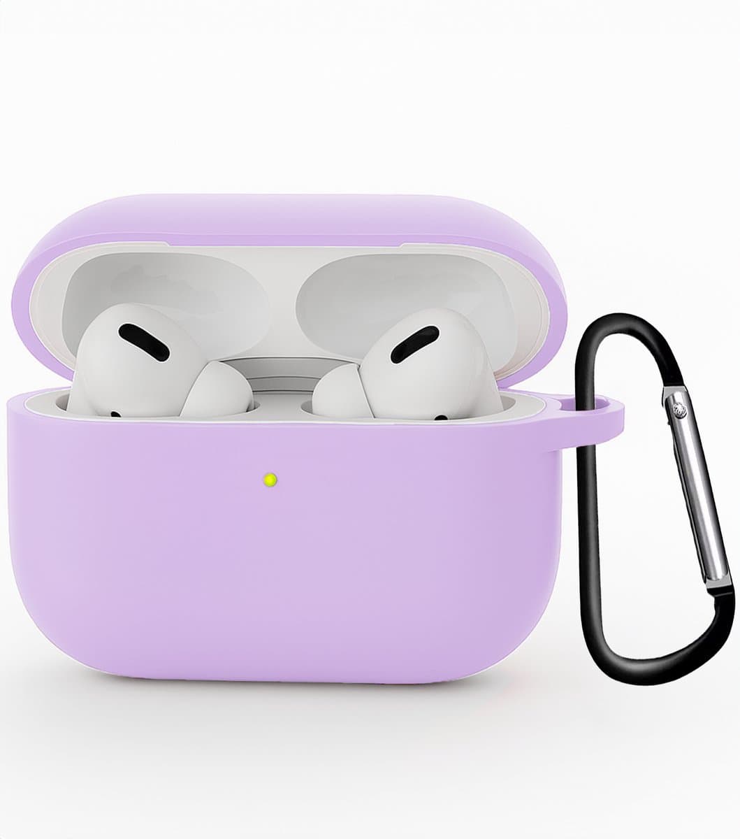 Hoesje - Geschikt voor Apple Airpods Pro 3 - Siliconen Hoes met Clip - Silicone Case Cover - Lila — afbeelding 1