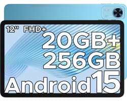 DOOGEE T36 -Android 15 -tablet -32 GB RAM + 256 GB ROM-8800 mAh -4G LTE- Octa Core-12 inch 90 Hz-BT 5.0 -13 MP camera - FaceID - dubbele speakers-Blauw