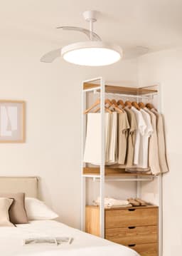 CREATE - Plafondventilator 40W stil met intrekbare bladen met licht - Ø108cm - Wit - Afstandsbediening - WIND CLEAR STUDIO — thumbnail 4