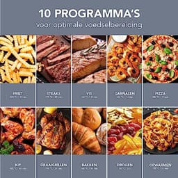 Hetelucht friteuse - XXL oven - Vetarm koken - 10 programma's - 12 Liter - Zilver — thumbnail 5