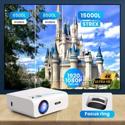 Strex Beamer - 1080P Full HD - 15000 Lumen - Draadloos Streamen - WiFi - Bluetooth - Mini Beamer - Projector — thumbnail 3