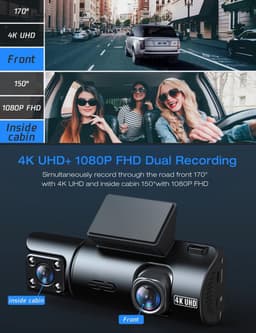 Dashcam - Dashcam Voor Auto - Dashcam Voor Auto Voor En Achter - 4K - Infrared Night Vision — thumbnail 5