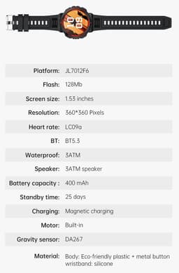 Pro-Care Excellent Quality® Smartwatch 1.53 inch Smartwatch Dames Heren - Android en iOS - IP68 - LED Zaklamp - Bluetooth Bellen - Hartslag & Slaap Monitor - Bloeddruk & Bloedzuurstofmeting - Multiple 100+ Sport Modi - Smartwatches - Zwart Rood — thumbnail 2