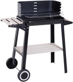Rumi barbecue - Houtskoolbarbecue - Houtskoolbbq - cilindervorm - Outsunny Barbecue - Houtskool Hoogte Grills - Verstelbare Planken Wielen barbecue- afmeting barbecue 83X37X87 Cm — thumbnail 1