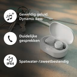 PHILIPS TAT1209WT True Wireless In Ear Bluetooth Headphones - Kleine oordopjes, Geweldige kwaliteit, Natuurlijk geluid met dynamische bass, Duidelijke gesprekken en Kleine oplaadhoes - Wit — thumbnail 5