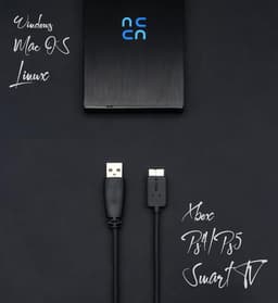 RFWR® 1TB Draagbare Externe Harde Schijf 2.5" met USB 3.0 - Compatibel met Windows, Mac, TV, PS4, PS5, Xbox - Zwart — thumbnail 2
