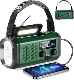 YONO Noodradio Solar Opwindbaar - Batterij Oplaadbaar 20.000mAh - Powerbank Zonneenergie - Draagbare Radio - Zaklamp - Survival Noodpakket — thumbnail 1