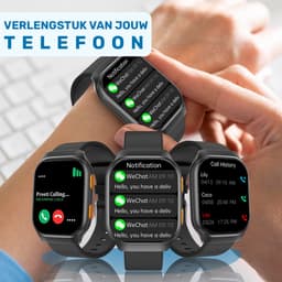 ISHIVA® AMOLED Smartwatch - Smartwatch Dames - Smartwatch Heren - Smartwatch Android - Stappenteller - Slaapmonitor - Hartslagmonitor - 2 jaar Garantie - Zwart — thumbnail 2
