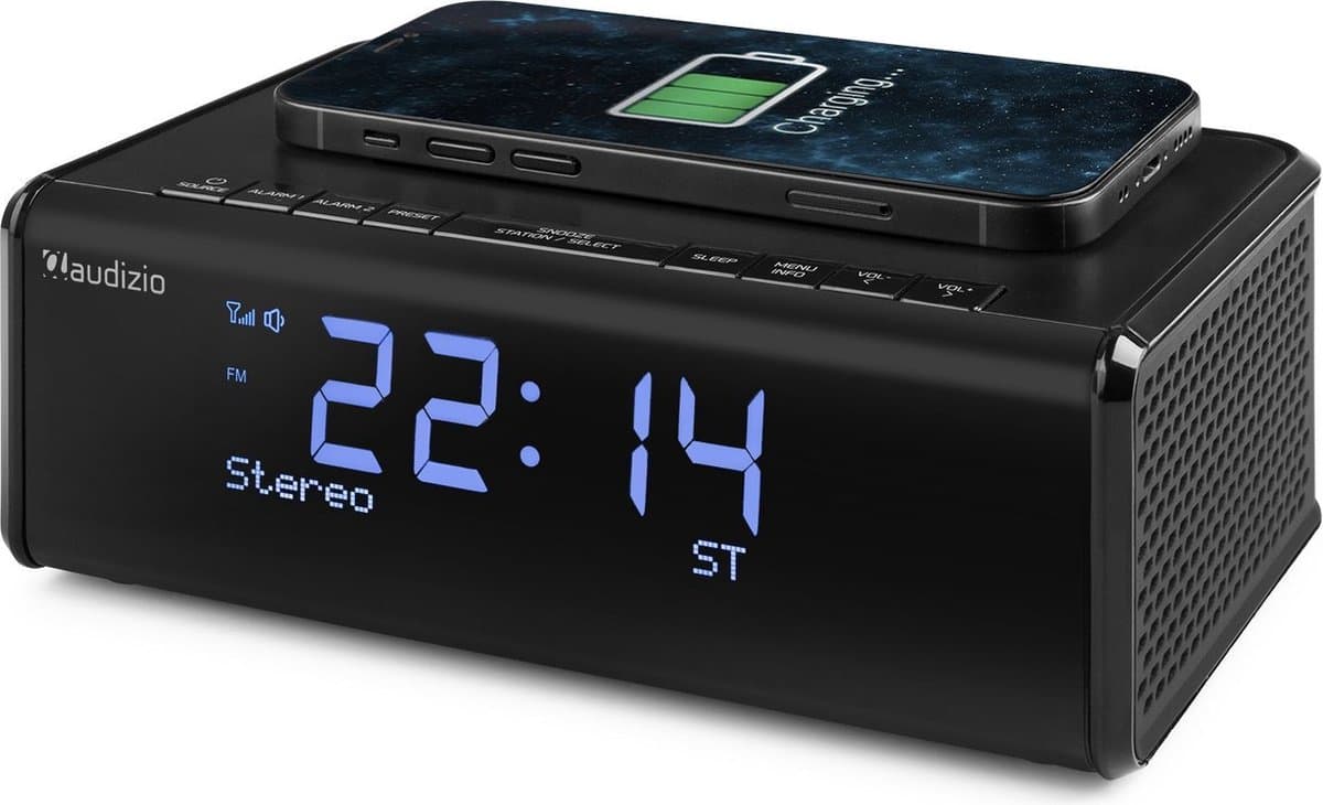 Wekkerradio DAB - Audizio Cuneo - Bluetooth wekkerradio met draadloze oplader — afbeelding 1