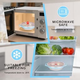 Microwave Plate 850 ml - Magnetron Schaal met Deksel - Magnetron Schotel met 3 Compartimenten en Ventilatie - Magnetron Servies met Bestek - BPA Vrij - Blauw — thumbnail 5