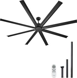 VEVOR 213cm Aluminium Plafondventilator Zonder Verlichting Afstandsbediening DC Motor Zwart — thumbnail 1