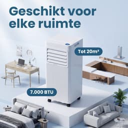 Auronic Mobiele Airco - 7.000 BTU - 3-in-1 - Airconditioning met 2 Raamafdichtingskits - Ventilator - Ontvochtiger - tot 20m² koelen - Wit — thumbnail 4