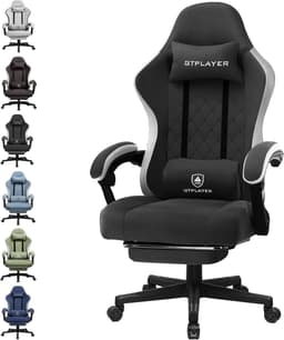 GTPLAYER - Gamingstoel Ergonomisch - Met Veerzitkussen en Voetensteun - Zwart — thumbnail 1