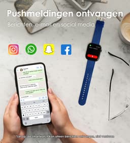 Voltic® Smartwatch Blauw - Dames & Heren Sporthorloge - Android & iOS - Waterdicht Horloge - Sport & Gezondheidstracker - 47mm — thumbnail 2