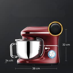 Quvo® Deegmachine - Elektrische Deegmixer - Keukenmixer - 6.2L - Mixen en Mengen- Rood - 38cm x 24cm x 32cm — thumbnail 3