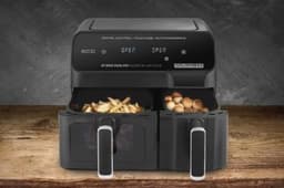 Dubbele Heteluchtfriteuse - Airfryer Oven - Gezond Koken - Twee Gaarkamers - 83 Liter - Zwart — thumbnail 4
