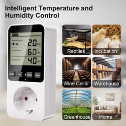 Digitale Temperatuur en Vochtigheidsregelaar met Timer en Alarm - Stopcontact Thermostaat Hygrostaat — thumbnail 4