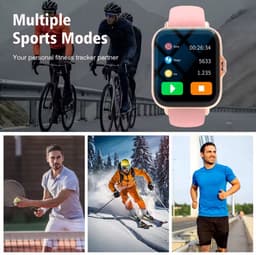Sjika - Smartwatch – Bluetooth bellen & berichten – Fitness & slaapmonitor – 100+ sportmodi – iPhone & Android – Zwart - RVS — thumbnail 5