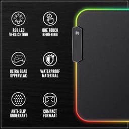 Brightly® RGB Gaming Muismat - RGB LED Verlichting Muismat - USB - Muismat LED - Antislip Muismat - 35 cm x 25 cm - Waterproof - Gaming Muismat - Met Verlichting - Zwart — thumbnail 3