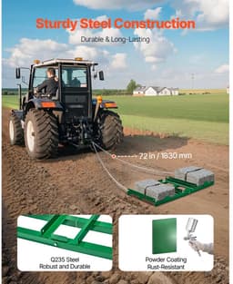 Weide-eg - Getrokken sleepeg - Compatibel met ATV/UTV, tractor en grasmaaier - Afmetingen 122 x 50 x 10 cm - Verstelbare stangen - Ketting 183 cm - Gazon en weide egaliseren — thumbnail 4