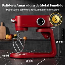 Keukenmachine 5 liter met metalen behuizing, 8 snelheden, timer en accessoires — thumbnail 5
