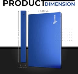 Draagbare Externe Harde Schijf 250GB USB 3.0 Opslag voor Laptop, PC, Mac en Gameconsole - Blauw — thumbnail 5