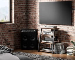 FITUEYES HiFi-meubel - Hoogteverstelbare planken - 78 cm hoog - Verstelbare voetjes - Walnootkleur — thumbnail 5
