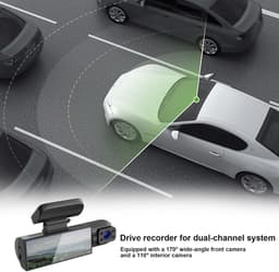 Autodashcam, dual-channel dashcam - met bewegingsdetectie, loopopname, 170° groothoeklens, geschikt voor de meeste voertuigen. — thumbnail 3