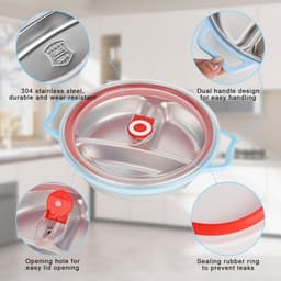 Microwave Plate 850 ml - Magnetron Schaal met Deksel - Magnetron Schotel met 3 Compartimenten en Ventilatie - Magnetron Servies met Bestek - BPA Vrij - Blauw — thumbnail 2