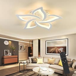 Dimbare LED Plafondlamp met Afstandsbediening - Modern Kleurveranderende Lamp voor Woonkamer en Slaapkamer - 5 Lichten, Ø 63 cm — thumbnail 4