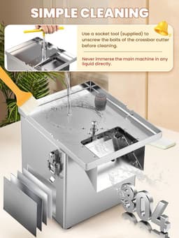 Elektrische groentesnijmachine 3-in-1, 200 W, roestvrijstaal voor dobbelstenen, raspen en snijden, 300 kg/uur, commercieel en privégebruik — thumbnail 4