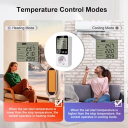 Digitale Temperatuur en Vochtigheidsregelaar met Timer en Alarm - Stopcontact Thermostaat Hygrostaat — thumbnail 2