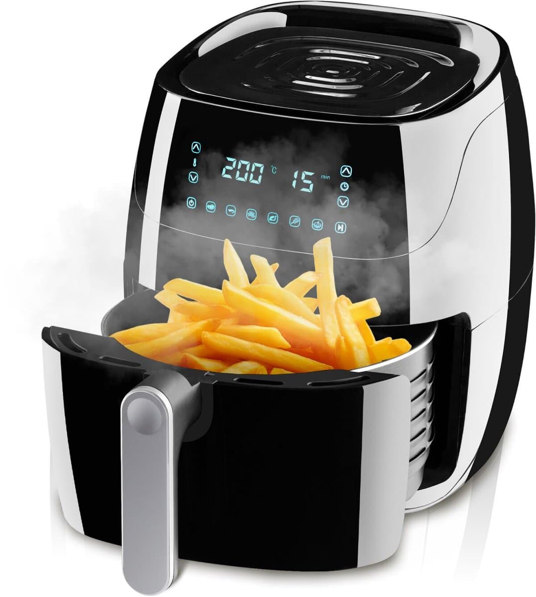 tectake® Airfryer - Heteluchtfriteuse, Airfryer, Touchscreen Display, div. Programma's, Airfryer Zonder Vet en Olie, Vaatwasmachinebestendig, Met Accessoires Receptenboekje (HF-3019TS-D Yaiza) — afbeelding 1