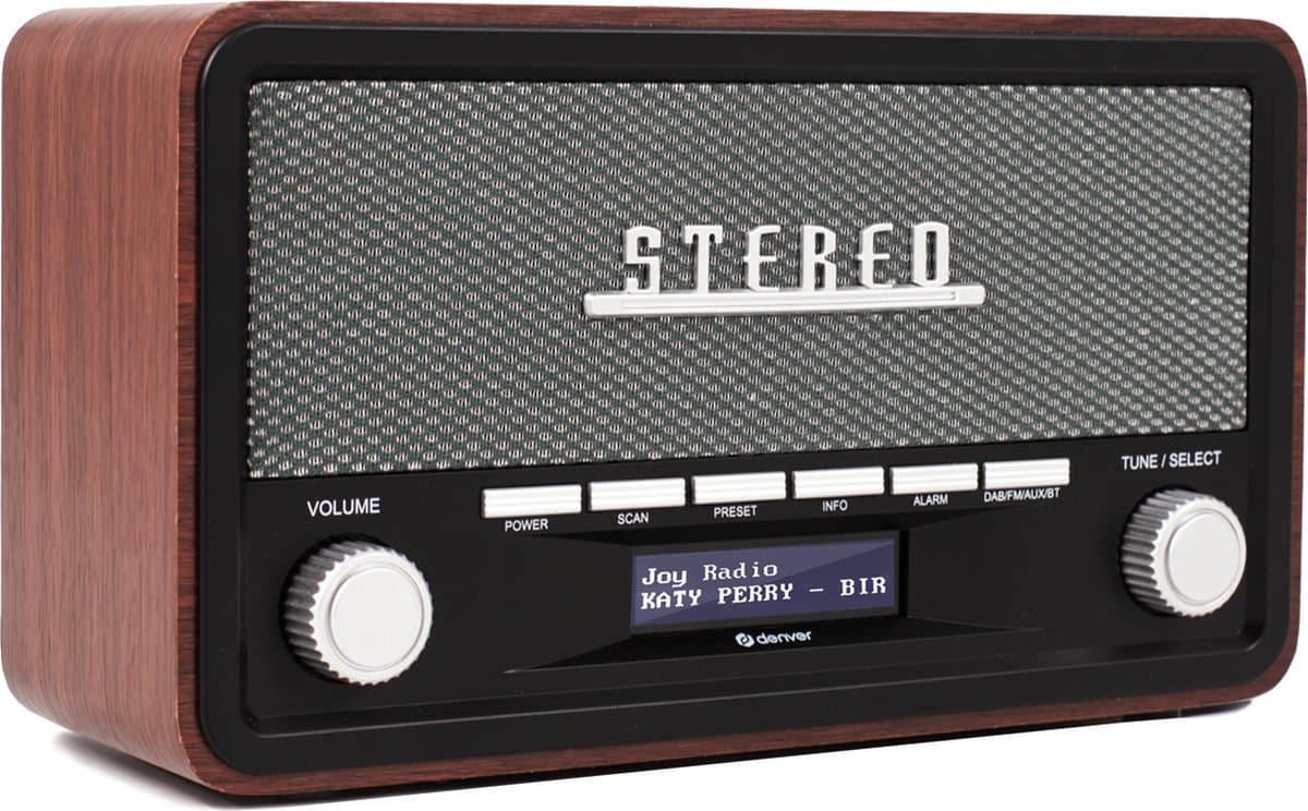 Denver DAB Radio - Retro Radio - Bluetooth - DAB+/ FM - Dimbaar - Batterijen & Netstroom - DAB18 — afbeelding 1