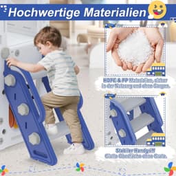 9-in-1 glijbaan voor kinderen jaar, voor binnen en buiten, vrijstaande glijbaan, van polyethyleen met hoge dichtheid en polypropyleen, met schommel, klimladder, tunnel — thumbnail 2