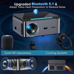 Xiwbsy - Beamer - Projector Beamer - Projector 4k - 1080P - Automatische focus - met WiFi 6 - 25000 Lumens - Buiten- en thuisprojector - Android 4K - Zwart — thumbnail 5