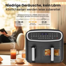 Heteluchtfriteuse - Dual-Zone Met Kijkvenster - 2000 W - 10L Capaciteit - LED-Touchscreen - Zwart — thumbnail 4
