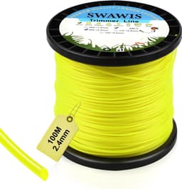 SnelShoppen - Grastrimmerdraad 2,4 mm/100 m - Reserve Trimmerlijn Nylondraad voor Grasmaaier, Bosmaaier en Tuinonderhoud - Geel, Geschikt voor Onkruid — thumbnail 1