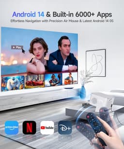 Draagbare Beamer - Mini Projector - Thuisbioscoop Creëren - Android 14 WiFi 6 - Native 1080P - Wit — thumbnail 3