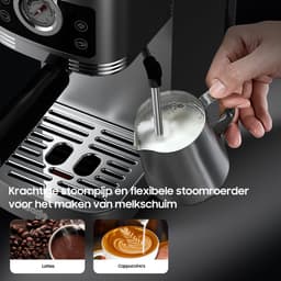 20 Bar Espressomachine met Ingebouwde Drukmeter - Compacte Professionele Koffiemachine (20 cm Breed) met Afneembaar Waterreservoir van 1.3L en Instelbaar Volume voor 1-2 Kopjes - Zilver — thumbnail 5