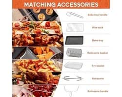 Airfryer Oven - Hetelucht Friteuse - Vrijstaande Oven - Pizzaoven - 36L - 2000W - 10-in-1 Functies - Digitale Timer & Temperatuur - Dubbel Glas - RVS