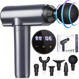 Massagepistool - Spierherstel Apparaat - Spierpijn Verlichten - 30 Niveaus 6 Koppen - 19x6x18 cm - Zwart — thumbnail 1