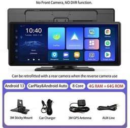 E64 - Dashcam voor Auto - WiFi - Dashcams - FullHD video - Super compact - Parkeermodus - 16:9 - 10.26 inch Scherm - Geen Camera aan de voor- en Achterkant - Zwart — thumbnail 3