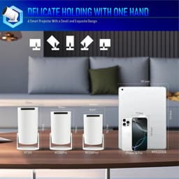 Beamer Draagbare Mini - 1280 x 720 Resolutie - 130 Inch Scherm - DLP - Android 14 Smart Projector — thumbnail 3