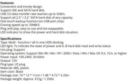 HDD-dockingstation - Externe harde schijf - Gegevens overzetten - Drievoudige interface - 2.5/3.5 inch - Zwart — thumbnail 3