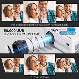 Beamer Wifi Projector - 7500 Lumen Full HD 1080p - 110 Watt Vermogen - LCD - Draagbaar - Voor Thuisbioscoop — thumbnail 5