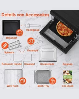 Lìon® Airfryer met Stoom Functie - Heteluchtfriteuse - Airfryer met Stoomfunctie - Zwart - 46cm x 43cm x 37cm — thumbnail 5