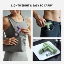 Massagepistool - Zonsondergang Paars - 11 cm - Draagbaar Spiermassagepistool met 4 Massagehoofden - Voor Thuis en Sport — thumbnail 1